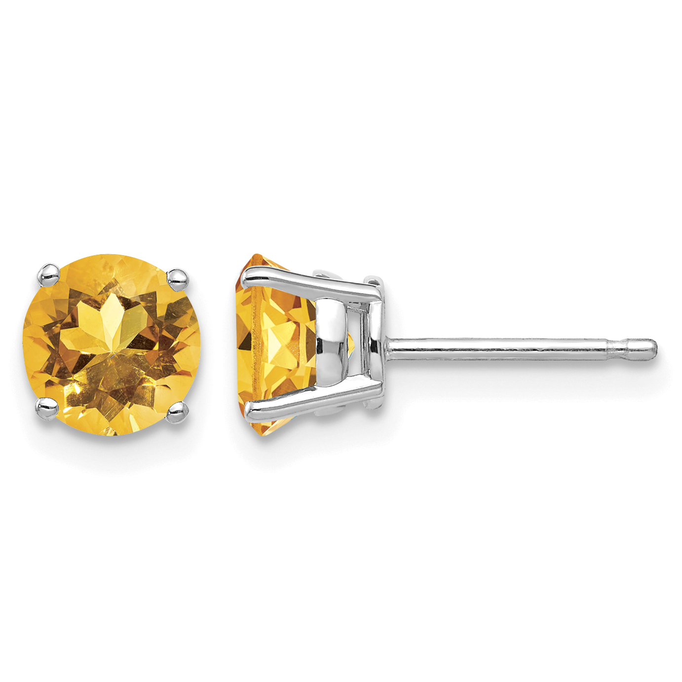 14k White Gold 6mm Citrine Earrings (XE73WCI)