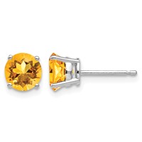 14K White Gold 6mm Round Citrine Post Earrings view 1