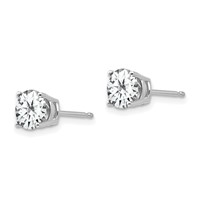 14K White Gold 6mm Round Cubic Zirconia Post Earrings view 2