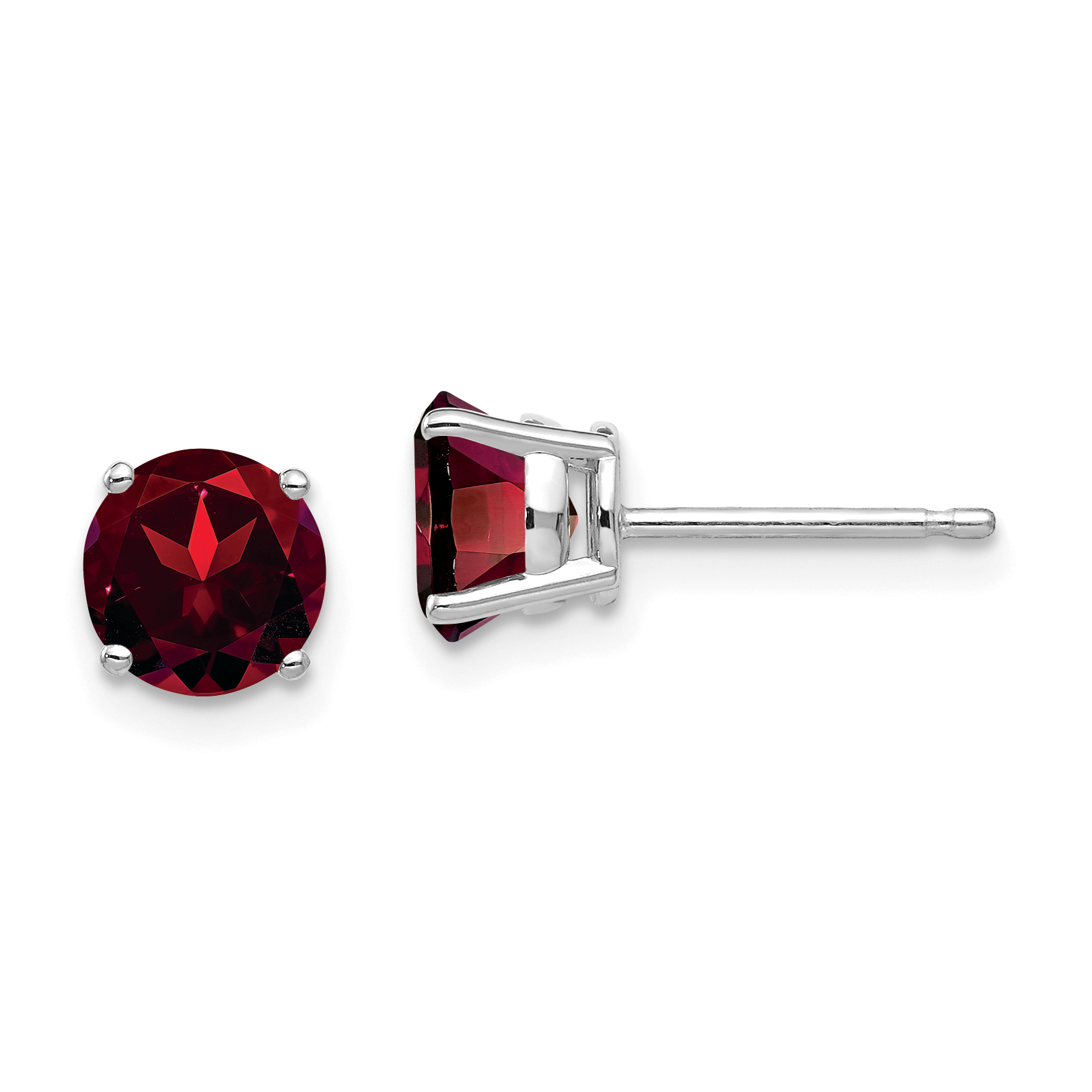 14k White Gold 6mm Garnet Earrings (XE73WGA)