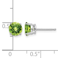 14K White Gold 6mm Round Peridot Post Earrings view 4