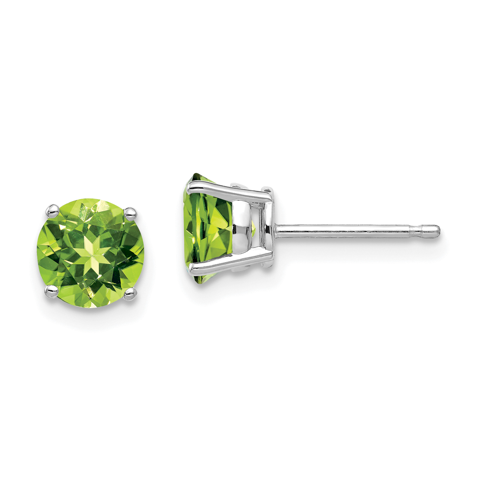 14k White Gold 6mm Peridot Earrings (XE73WPE)