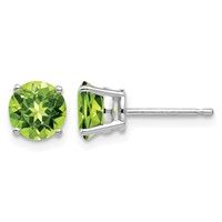 14K White Gold 6mm Round Peridot Post Earrings view 1