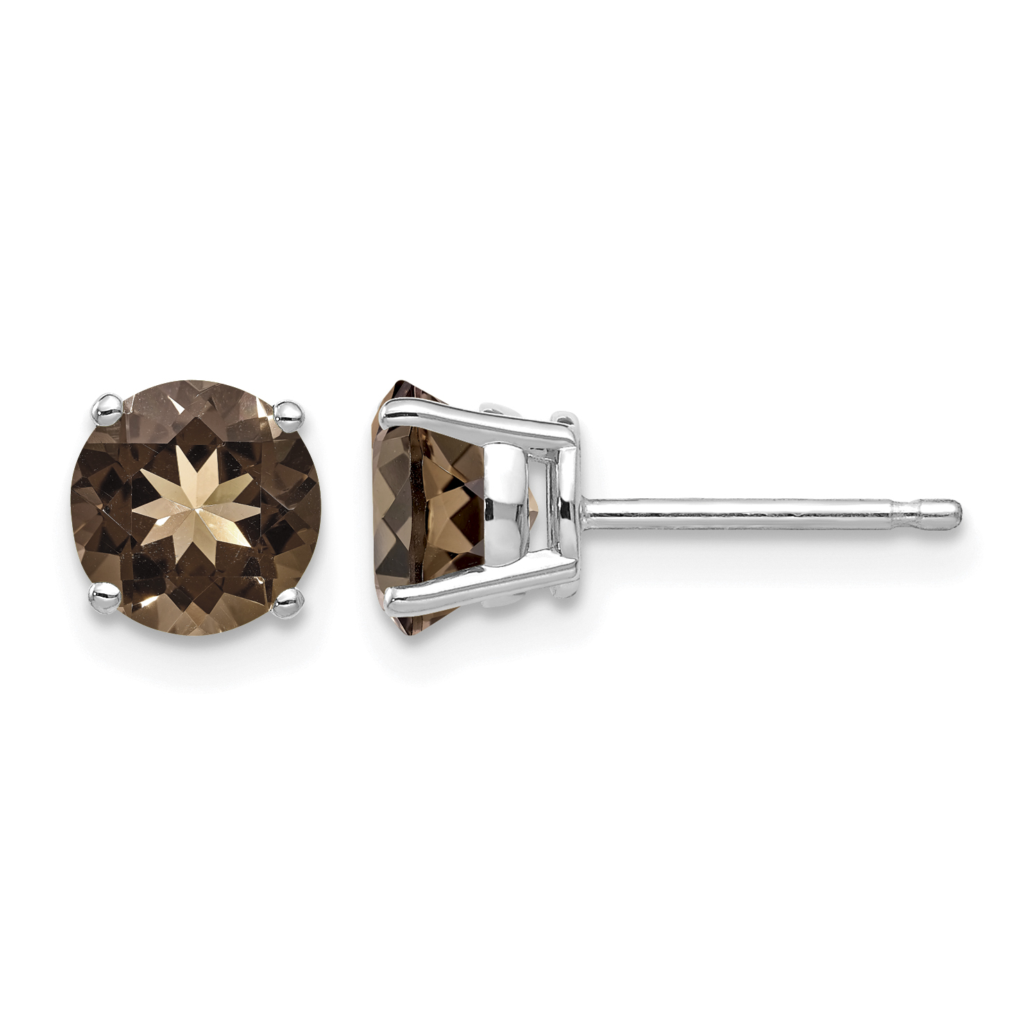 14kw 6mm Round Smoky Quartz Earrings (XE73WSQ)