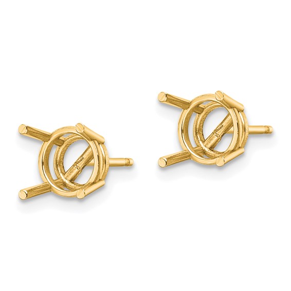 14k 7mm Round Post Earring Mountings