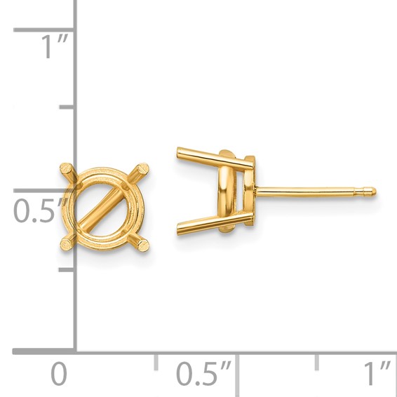 14k 7mm Round Post Earring Mountings