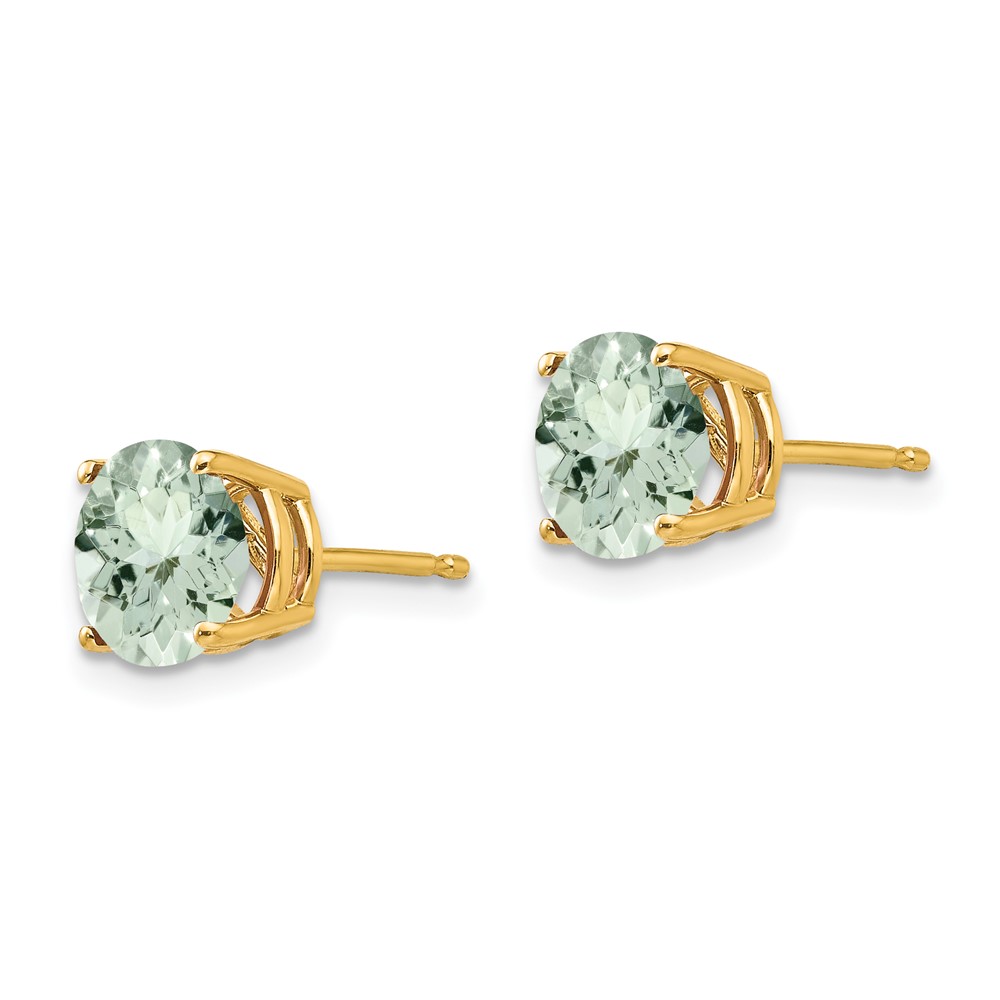 14k 7mm Round Green Quartz Earrings (XE74AG)