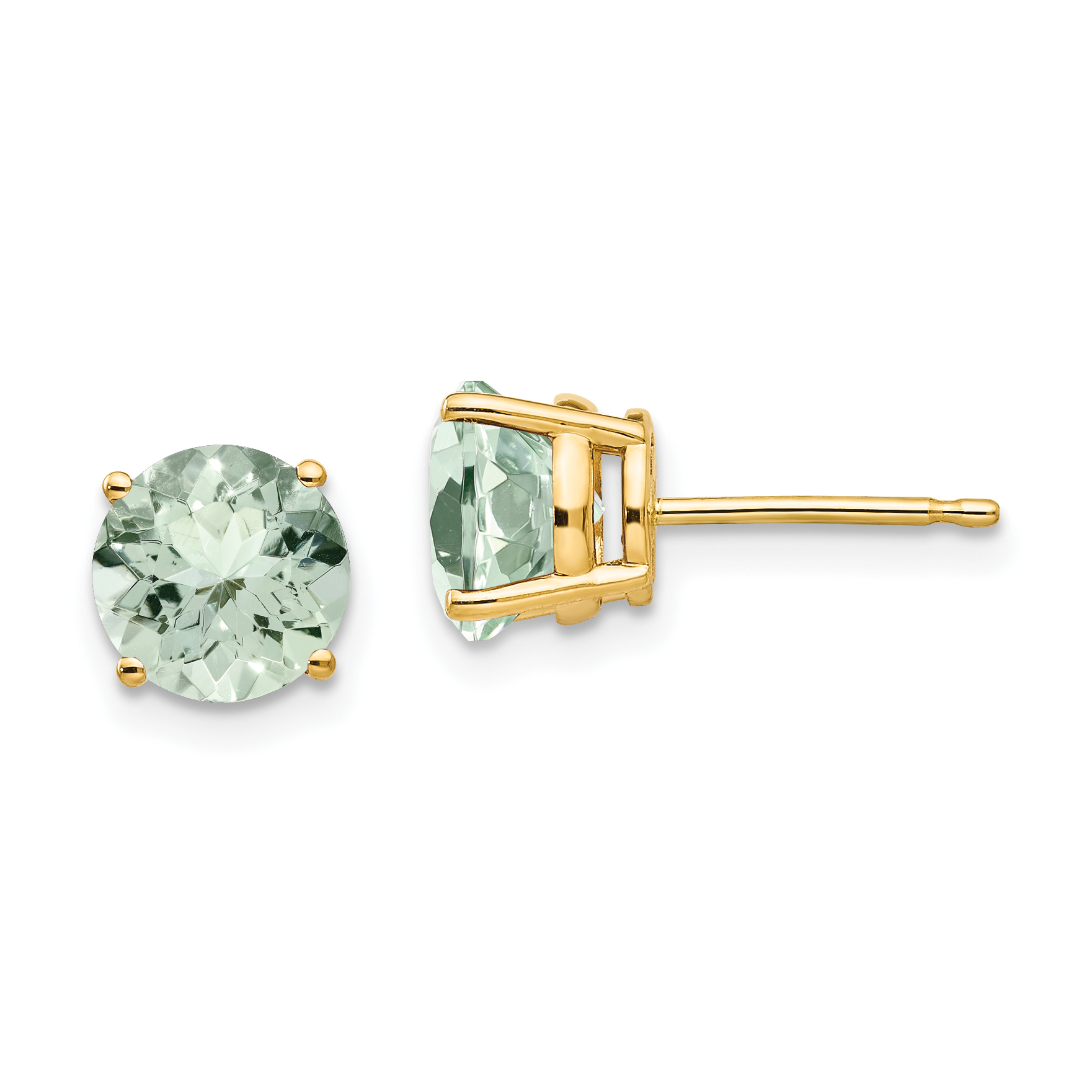 14k 7mm Round Green Quartz Earrings (XE74AG)