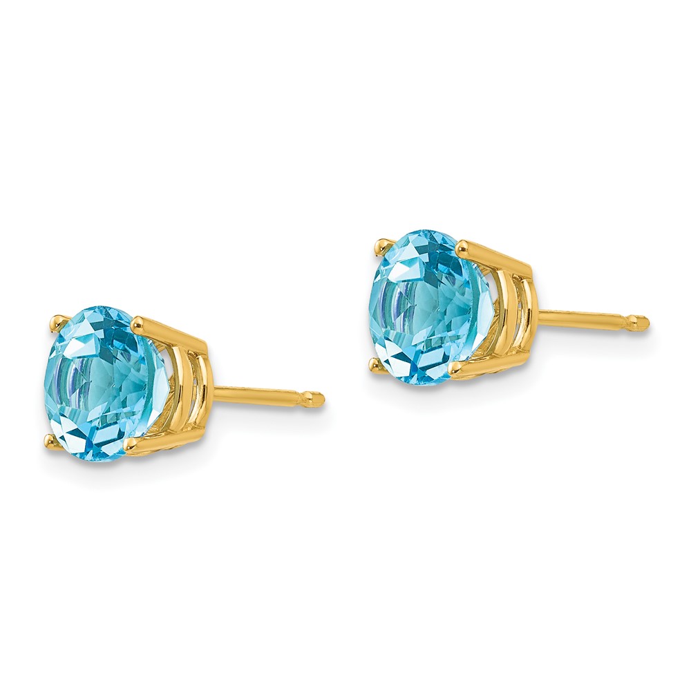 14k 7mm Blue Topaz Earrings (XE74BT)