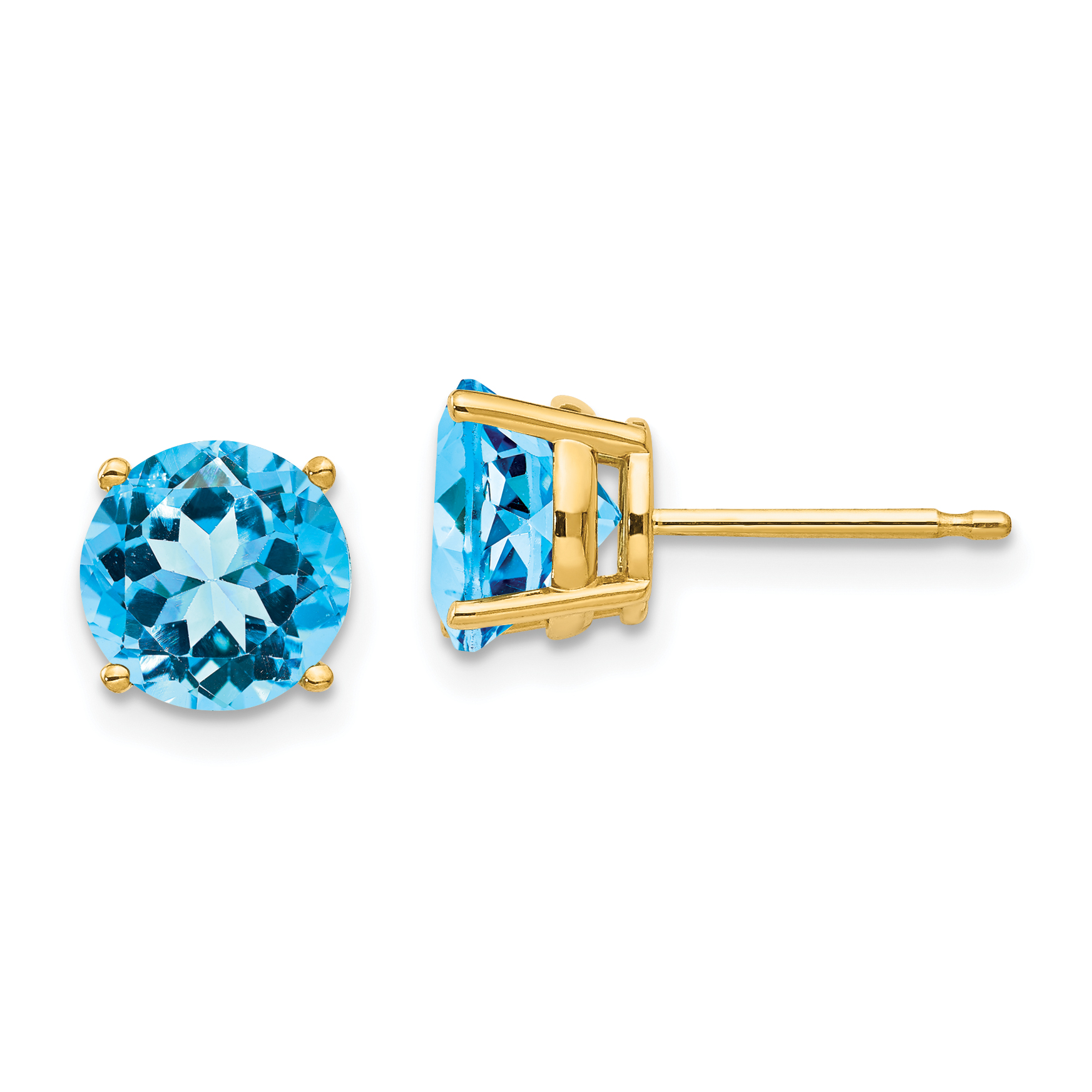 14k 7mm Blue Topaz Earrings (XE74BT)