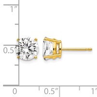 14K 7mm Yellow Gold Cubic Zirconia Post Earrings view 4