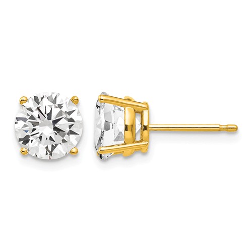 14K 7mm Yellow Gold Cubic Zirconia Post Earrings