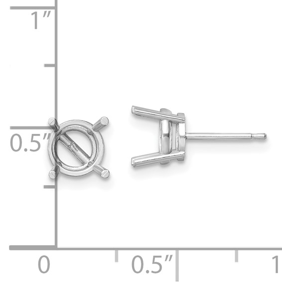 14k White Gold 7mm Round Post Earring Mountings