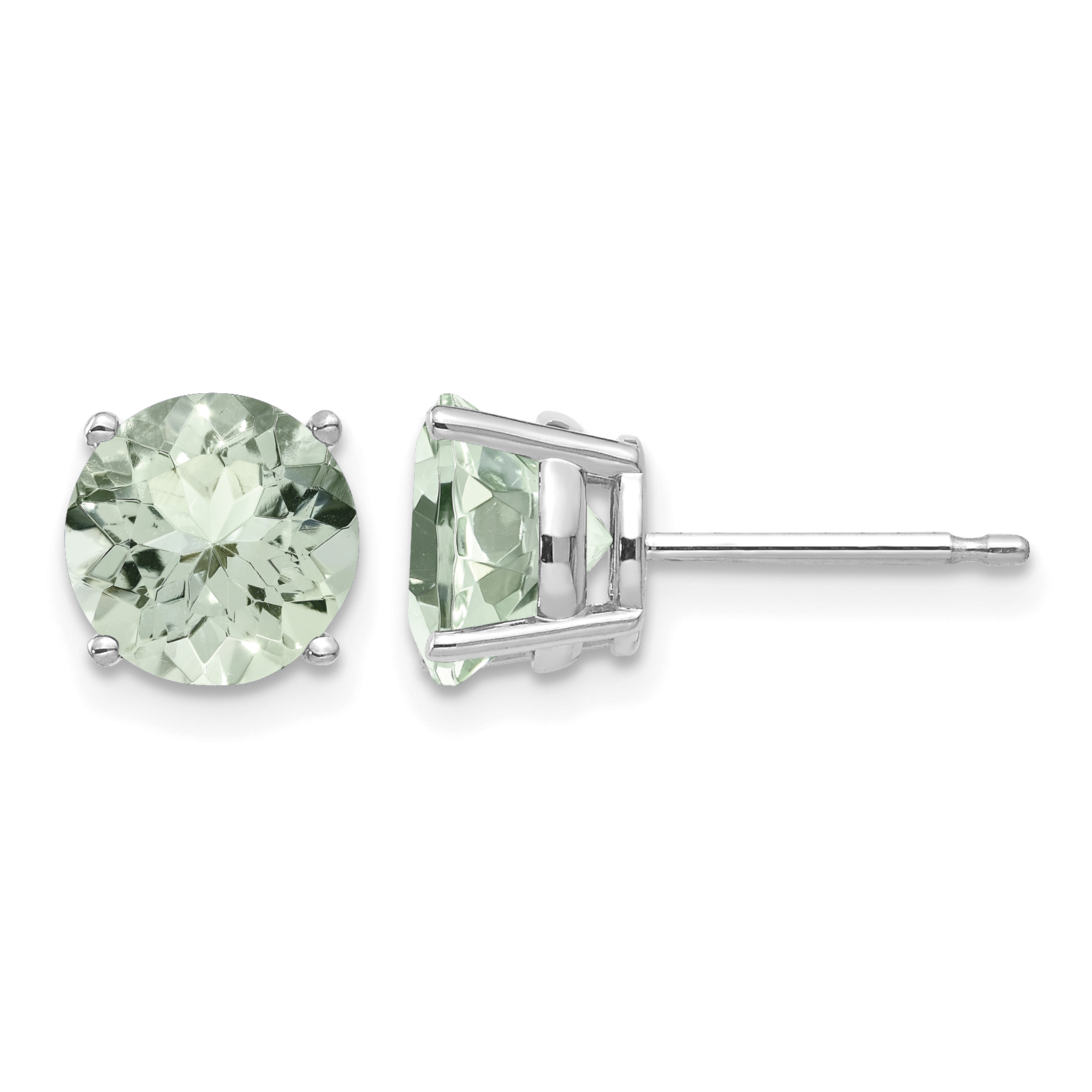 14kw 7mm Round Green Quartz Earrings (XE74WAG)