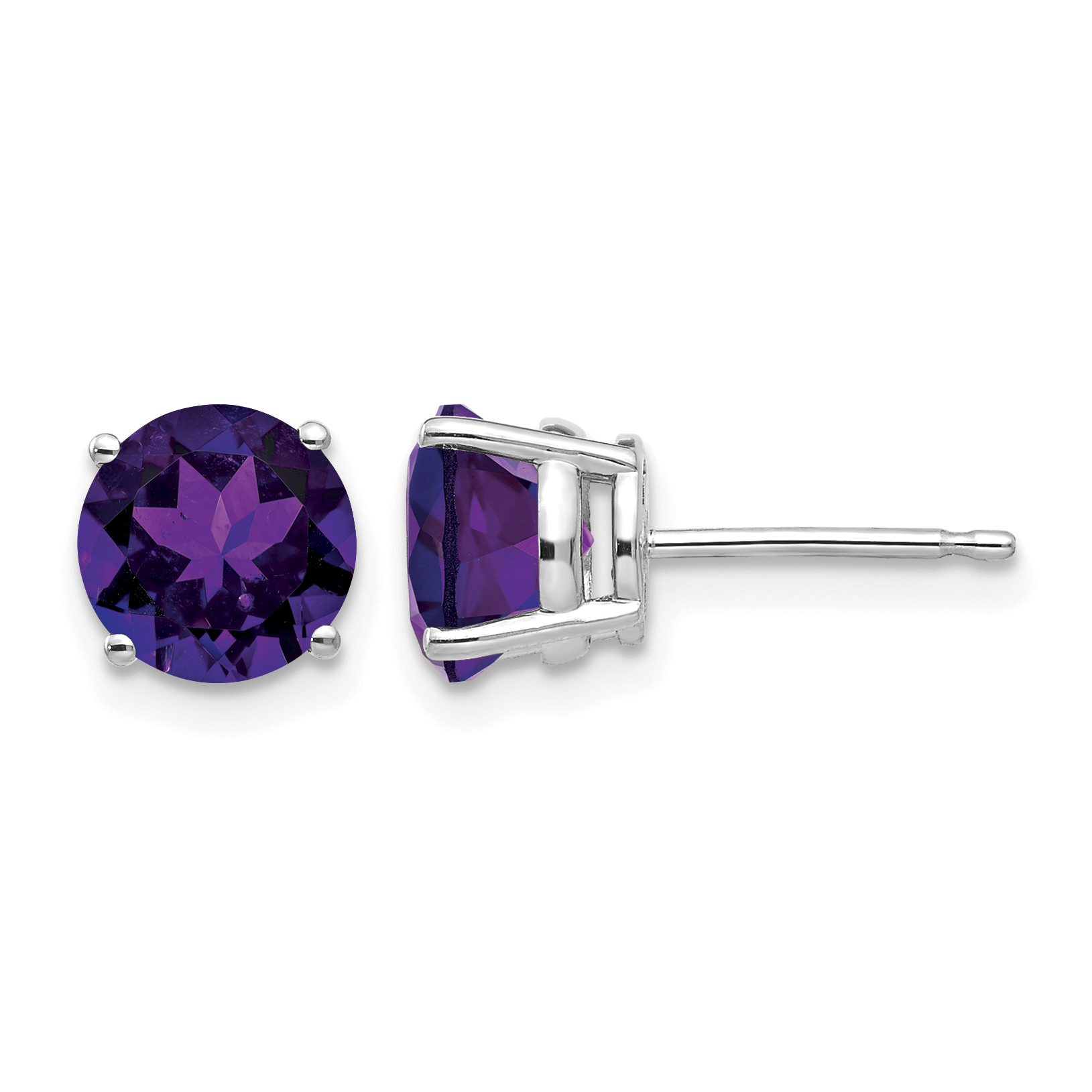 14k White Gold 7mm Amethyst Earrings (XE74WAM)