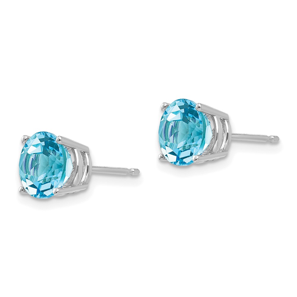 14k White Gold 7mm Blue Topaz Earrings (XE74WBT)