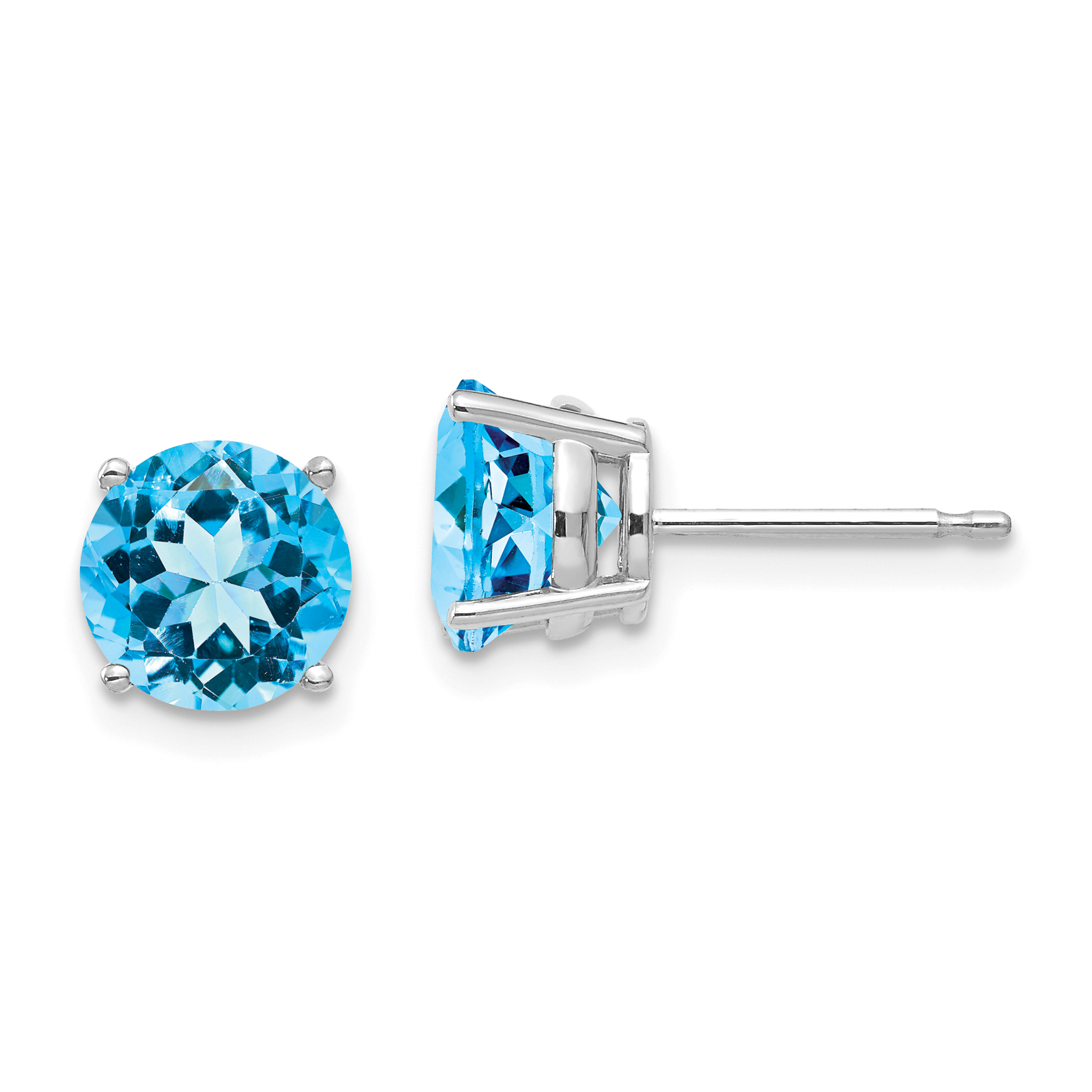 14k White Gold 7mm Blue Topaz Earrings (XE74WBT)