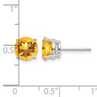 14K White Gold 7mm Round Citrine Post Earrings view 4