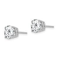 14K White Gold 7mm Cubic Zirconia Post Earrings view 2