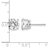 14K White Gold 7mm Cubic Zirconia Post Earrings view 4