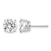 14K White Gold 7mm Cubic Zirconia Post Earrings view 1