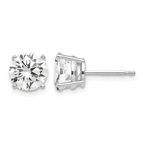 14K White Gold 7mm Cubic Zirconia Post Earrings