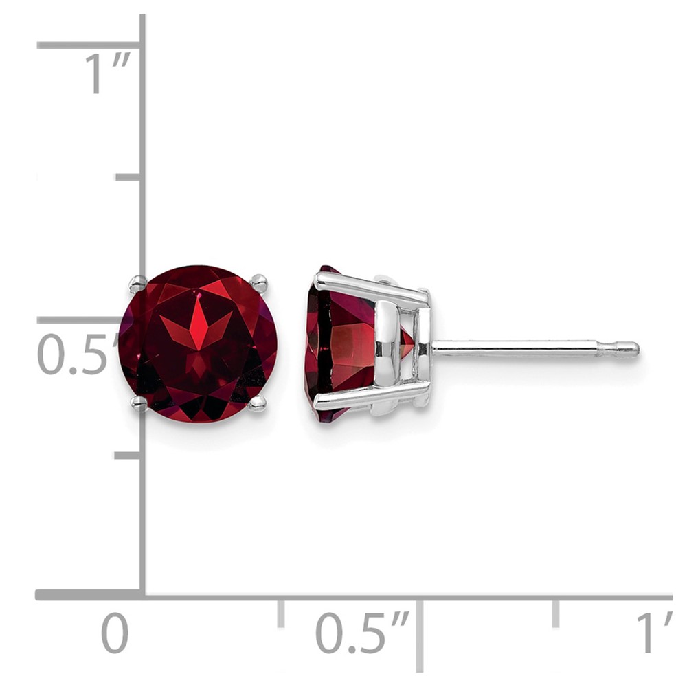 14k White Gold 7mm Garnet Earrings (XE74WGA)