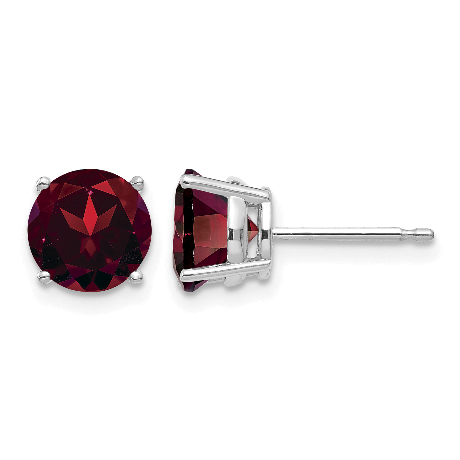 14k White Gold 7mm Garnet Earrings (XE74WGA)