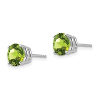 14K White Gold 7mm Round Peridot Post Earrings view 2