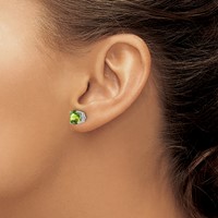 14K White Gold 7mm Round Peridot Post Earrings view 3