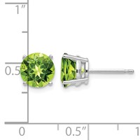14K White Gold 7mm Round Peridot Post Earrings view 4