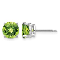 14K White Gold 7mm Round Peridot Post Earrings view 1
