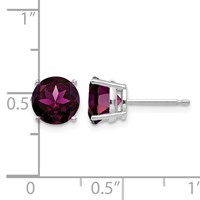 14K White Gold 7mm Round Rhodolite Garnet Post Earrings view 4