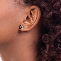 14K White Gold 7mm Round Smoky Quartz Post Earrings view 3