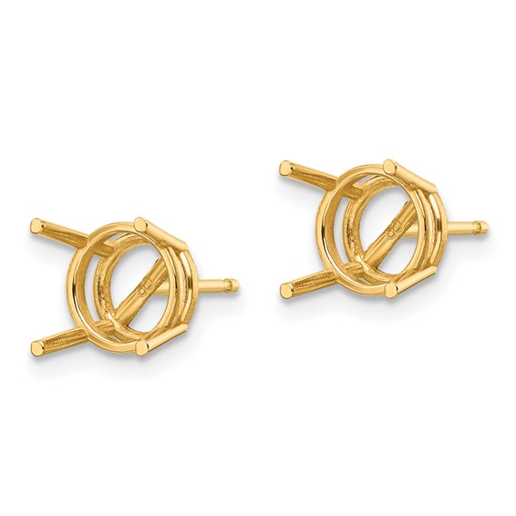 14k 8mm Round Post Earring Mountings