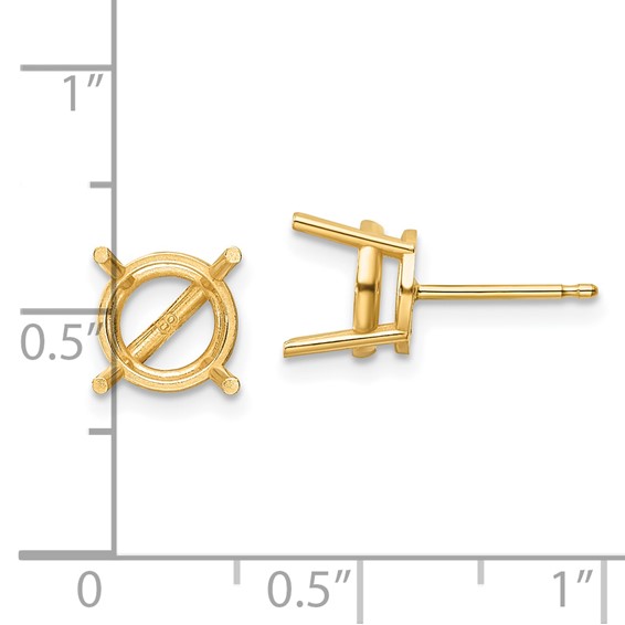 14k 8mm Round Post Earring Mountings