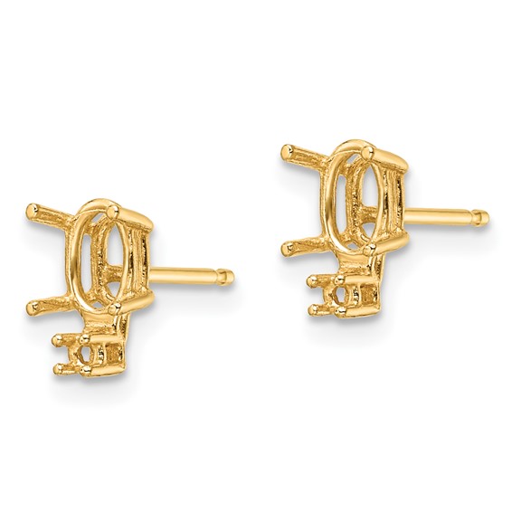 14k 6x4 Oval and Diamond Post Earring Mountings