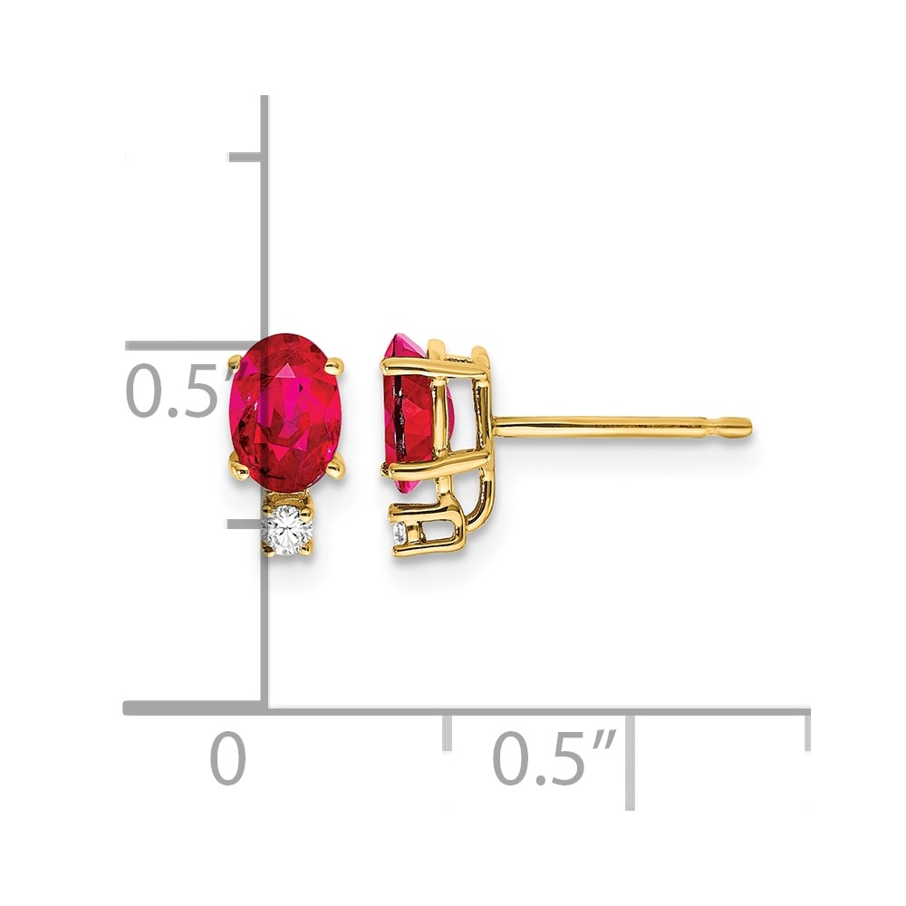 14k 6x4mm Oval Ruby AA Diamond Earrings (XE754R/AA)