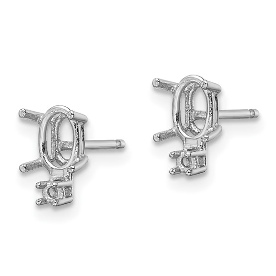 14k White Gold 6x4 Oval and Diamond Post Earring Mountings