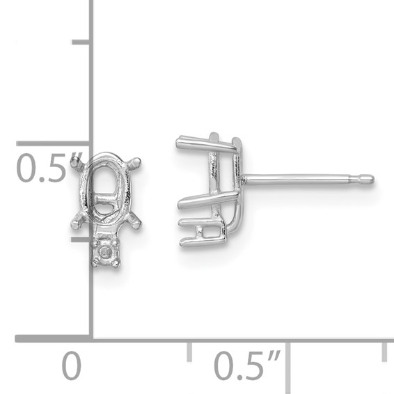 14k White Gold 6x4 Oval and Diamond Post Earring Mountings