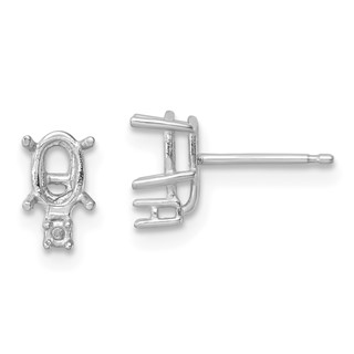 14k White Gold 6x4 Oval and Diamond Post Earring Mountings
