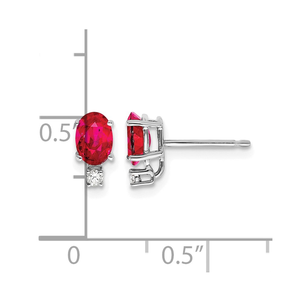 14k White Gold 6x4mm Oval Ruby AA Diamond Earrings (XE755R/AA)