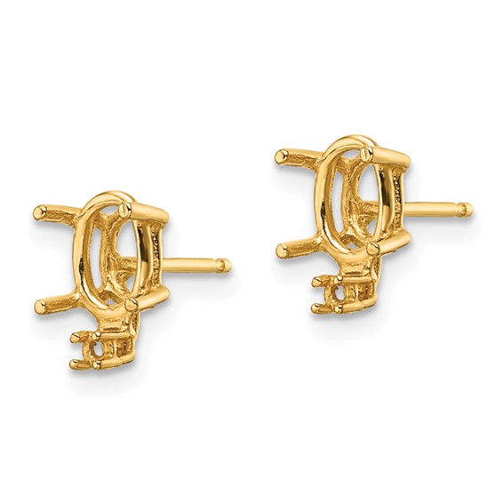 14k 7x5 Oval and Diamond Post Earring Mountings