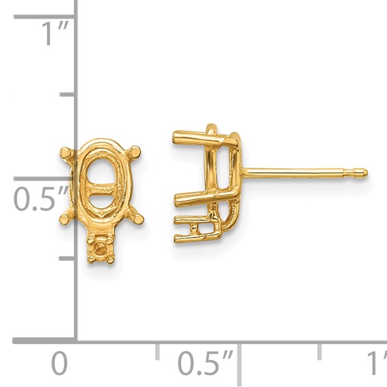 14k 7x5 Oval and Diamond Post Earring Mountings