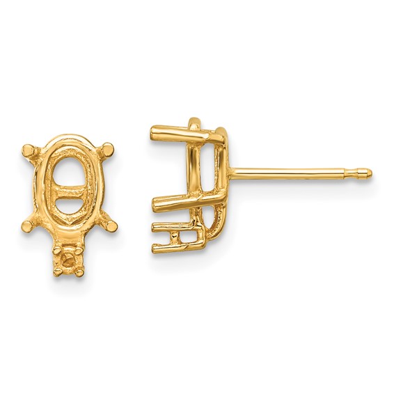 14k 7x5 Oval and Diamond Post Earring Mountings
