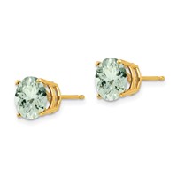 14K 8mm Round Green Quartz Post Earrings view 2