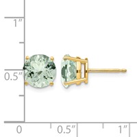 14K 8mm Round Green Quartz Post Earrings view 4