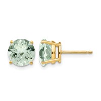 14K 8mm Round Green Quartz Post Earrings view 1