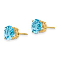 14K 8mm Round Blue Topaz Post Earrings view 2