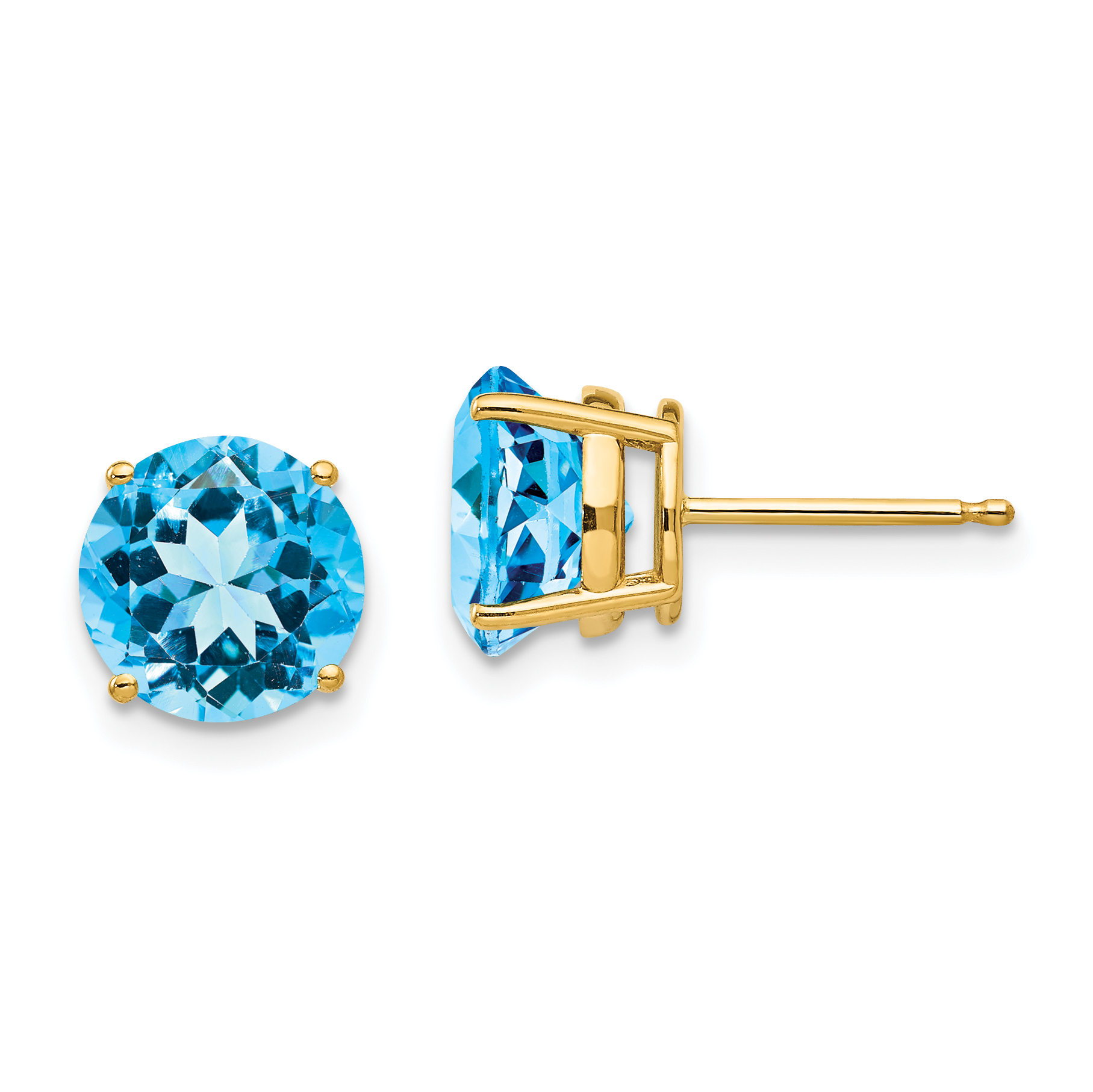 14k 8mm Blue Topaz Post Earrings (XE75BT)